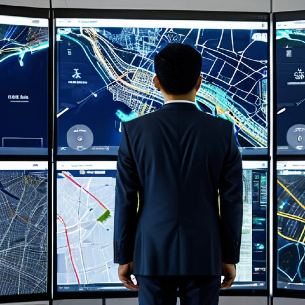 A professional data analyst of Malaysian ethnicity, focused on large, translucent holographic screens displaying intricate urban traffic flow data, overlaid with subtle topographical maps of a bustling Malaysian city. The analyst is dressed in a crisp, modest business suit, standing in a futuristic control center filled with soft ambient lighting. The screens show complex correlations and highlighted anomalies in real-time. The image emphasizes innovation and deep insights from data. Professional photography, high resolution, perfect anatomy, correct proportions, natural pose, well-formed hands, proper finger count, natural body proportions, fully clothed, appropriate attire, safe for work, appropriate content, professional.