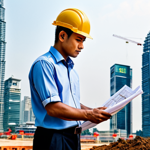 **

"A professional architect, fully clothed in a modest dress shirt and slacks, reviewing blueprints on a construction site in Kuala Lumpur, Malaysia. The Petronas Twin Towers are visible in the background. Safe for work, appropriate content, professional environment, perfect anatomy, natural pose, well-formed hands, proper finger count, natural body proportions, high quality."

**