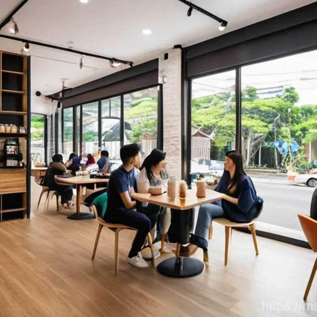 괴짜 경제학의 흥미로운 데이터와 통계 - **Prompt: The 'Coffee Shop Effect' on a Thriving Malaysian Neighborhood**
"A wide-angle shot of ...