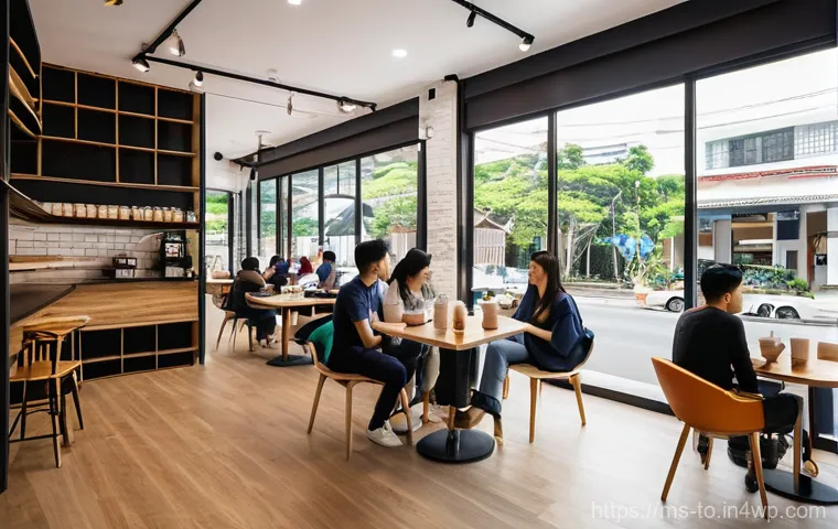 괴짜 경제학의 흥미로운 데이터와 통계 - **Prompt: The 'Coffee Shop Effect' on a Thriving Malaysian Neighborhood**
"A wide-angle shot of ...