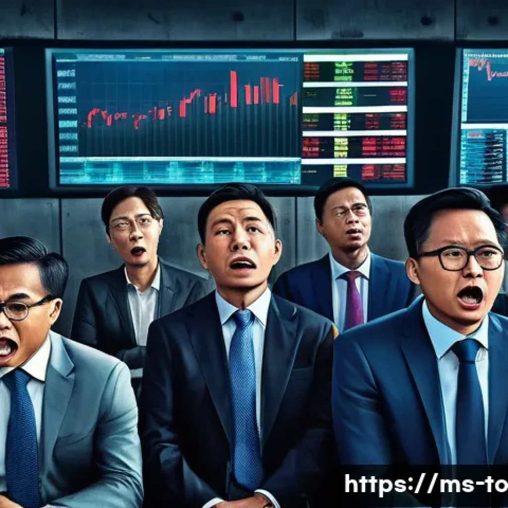 괴짜 경제학의 시장 분석 및 기회 - A detailed digital painting of a diverse group of Malaysian investors in a modern urban setting, sho...