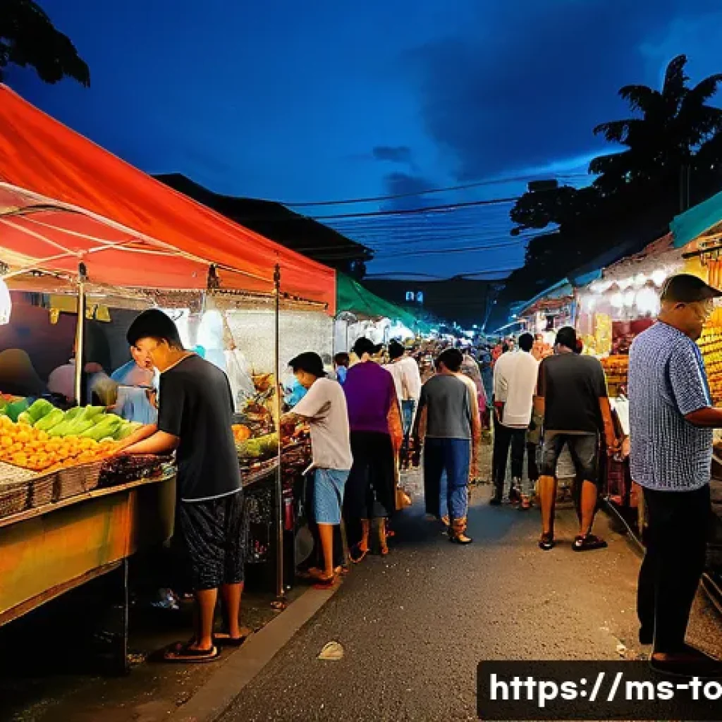 괴짜 경제학의 교육적 가치 및 활용 방법 - A vibrant Malaysian night market scene under warm streetlights, bustling with diverse local vendors ...