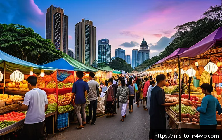 괴짜 경제학으로 이해하는 사회적 동기 - A vibrant Malaysian night market scene bustling with diverse local shoppers wearing casual clothes, ...