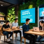 Home 20 괴짜 경제학의 소비자 행동과 시장 분석 - A vibrant Malaysian urban scene showing diverse young adults shopping online using smartphones and l...