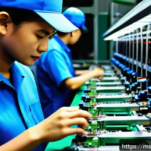 Home 31 괴짜 경제학의 접근법으로 이해하는 노동 시장 - A modern Malaysian electronics factory in Penang showcasing advanced automation: sleek robotic arms ...