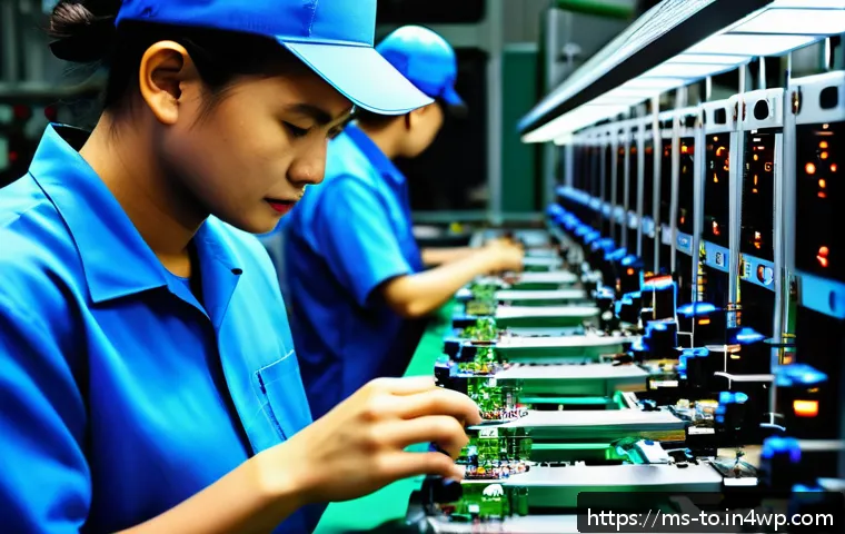 괴짜 경제학의 접근법으로 이해하는 노동 시장 - A modern Malaysian electronics factory in Penang showcasing advanced automation: sleek robotic arms ...